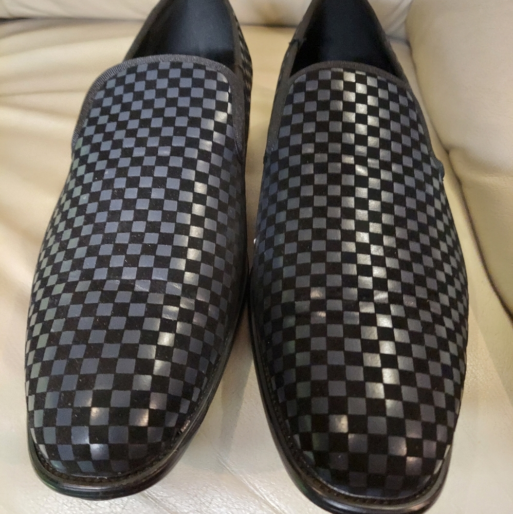 Men's Blue Squared 🟦 Checkered Shoes